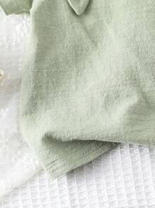 Infant Girls' Comfort Blue Elegant Butterfly Applique Strap Top - Army Green - View 6