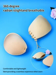 2 Pairs Plunge Backless Adhesive Bras With Removable Straps, Invisible Bras For Backless Dresses - Apricot - View 3