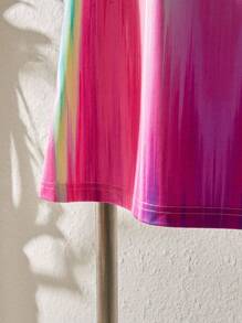 SHEIN LUNE Brush Print Cut Out Halter Top - Multicolor - View 3