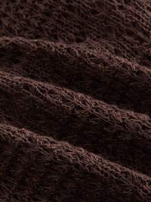 SHEIN MOD Women's Solid Color Simple Long Sleeve Blouse - Coffee Brown - View 4