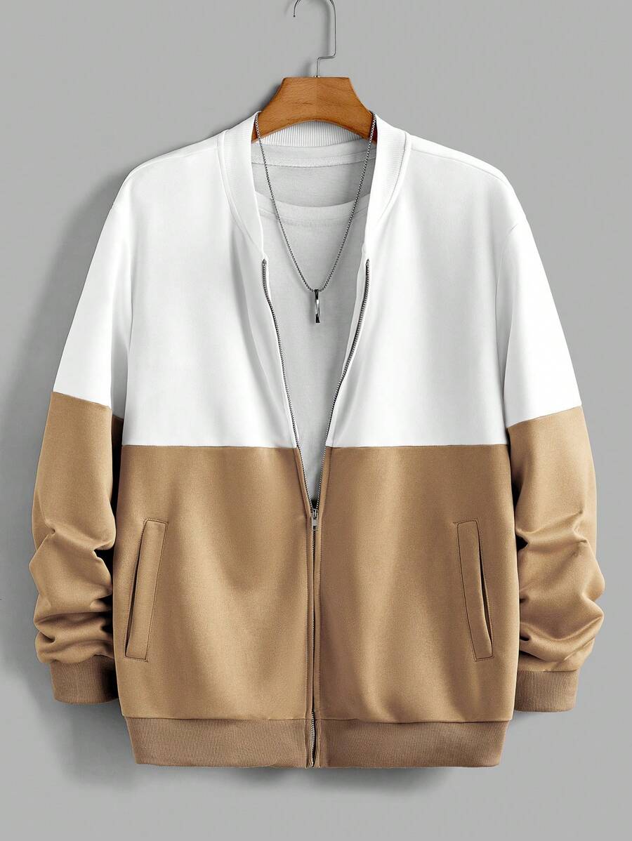 Manfinity Homme Men Two Tone Zip Up Bomber Jacket - Multicolor - View 1