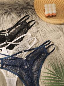 3packs Floral Lace Panty Sexy Lingerie - Multicolor - View 5