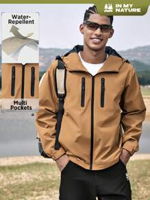 In My Nature Veste de plein air avec capuche zippée pour homme de couleur unie et de design simple pour la randonnée et l'escalade