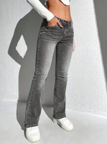 SHEIN Frenchy (Paar) Skinny Jeans mit ausgestelltem Bein und Taschen