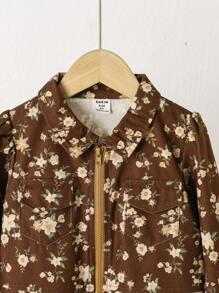 SHEIN Girls' Fashionable European-Style Romper Suit Suitable For Vacation, Spring And Autumn - Brown - View 7