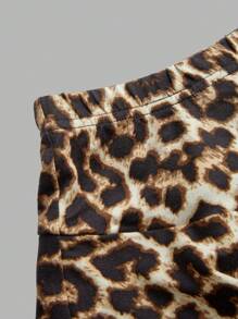 SHEIN EZwear 3-delige damesskortset in effen kleur en luipaardprint met laagjes