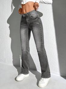 SHEIN Frenchy (Paar) Skinny Jeans mit ausgestelltem Bein und Taschen