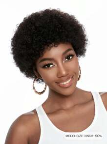 Short Afro Curly Pixie Cut Human Hair Wig 1B Real Affordable Hair Replacement Wig Cheap Daily Use Wig For Beginner Friendly Wear To Go Natural Black Color