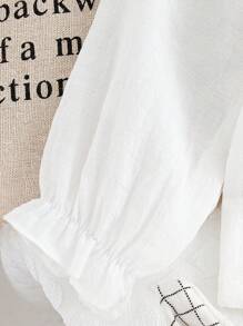 SHEIN 嬰兒女童簡約星紋繡花襯衫牛仔褲套裝，秋季