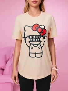 HELLO KITTY AND FRIENDS | SHEIN Unisex 1 szt. Casualowa koszulka z krótkim rękawem z nadrukiem kreskówkowym i literowym, lato