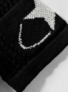 Manfinity Campus Court Aesthetic Post--Men Number Pattern Round Neck Knit Top Jersey Back To School - Black - View 4