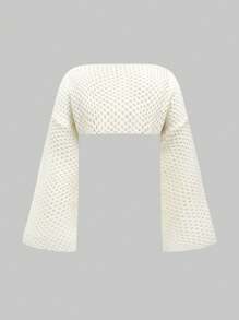 ROMWE Fairycore 大码女式刺绣装饰套头衫 - 杏色 - 查看 2