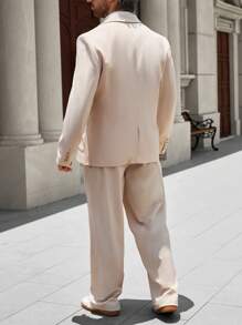 Manfinity Homme Men Double Breasted Blazer & Suit Pants Set - Apricot - View 2