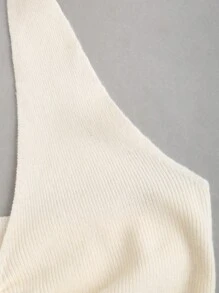 Sweetra Women Plain Simplistic Halter Neck Knitted Top For Everyday Wear - Yellow - View 5