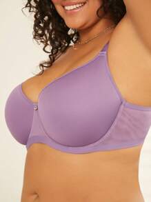 LUVLETTE حمالة صدر مصغرة ذات تغطية كاملة وتهوية خفيفة من الشبك المنفذ للهواء باللون البنفسجي، راحة وأناقة بسيطة - الأرجواني - مشاهدة 5