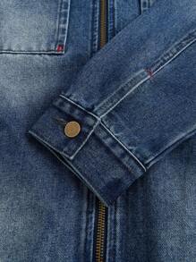 Manfinity Homme Donkerblauw vintage gewassen denim uitgerust truckerjack voor heren