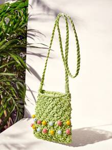 SHEIN VCAY Women's Beaded Leisure Shoulder Bag For Travel - Multicolor - View 5
