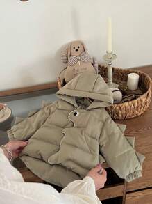 Baby Boys Cool Dinosaur Pattern Thick Outerwear Jacket, Autumn/Winter - Green - View 3
