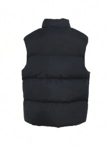DAZY Men's Plain Padded Vest Jacket, Winter - Black - View 9