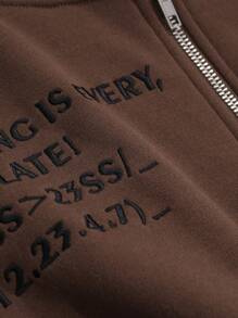 DAZY Men's Letter Print Hooded Sweatshirt, Autumn Quarter Zip Men - Brown - View 3