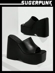 Sugerpunk Xăng đan một quai nữ, Xăng đan đế xuồng màu đen thanh lịch cho mùa hè - màu đen - Xem 5