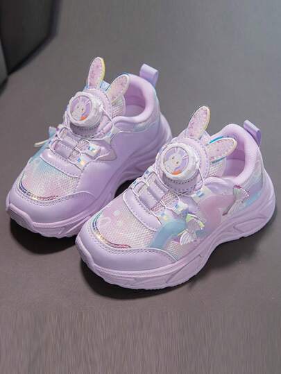 时尚舒适透气卡通图案运动鞋，适合女孩校园/休闲装