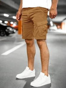 Manfinity Homme Men Flap Pocket Drawstring Waist Cargo Shorts - Ginger - View 4