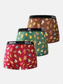 Men's Cartoon Printed Woven Band Boxer Briefs (Set Of 3) - Multicolor - View 2