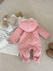 Mono con capucha y forro térmico para bebé niña, otoño/invierno - Rosa - Ver 7