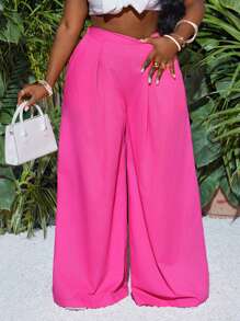 Slaydiva Women Rose Red Casual Palazzo Pants - Hot Pink - View 4