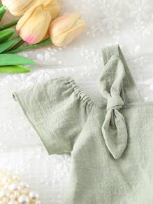 Infant Girls' Comfort Blue Elegant Butterfly Applique Strap Top - Army Green - View 7