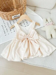 SHEIN 少女寬鬆休閒圓領蝴蝶結背心上衣 - 杏色 - 查看 2