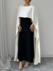 Elenzga Women's Round Neck Batwing Sleeve Maxi Elegant Party Dress