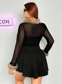 SHEIN ICON Set di cardigan con colletto in maglia e vestito tinta unita di taglie grandi