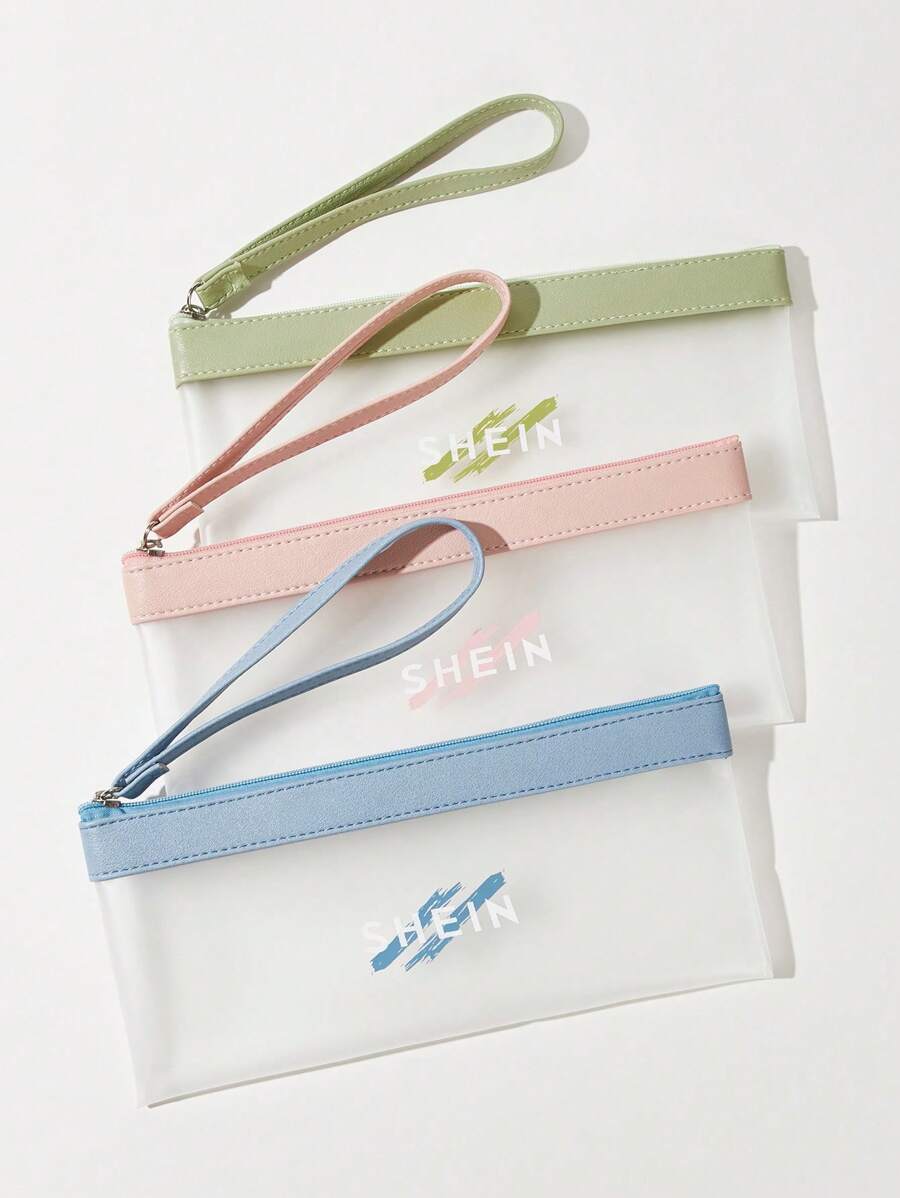 SHEIN 1pc Random Color Clear Pencil Bag