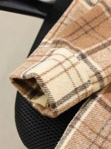 Jaket Kemeja Flanel Panjang Hangat untuk Anak Perempuan dengan Motif Beruang, Angka & Hati - Coffee Brown - View 3