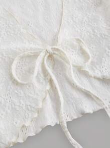 SHEIN MOD Retro V-Neck Cropped Bell Sleeve Tie-Up Cardigan For Women