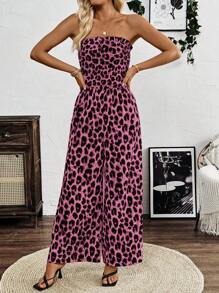 Breezaya Bộ áo liền quần họa tiết da báo không tay mùa hè dành cho nữ - Màu Hồng Tươi - Xem 5