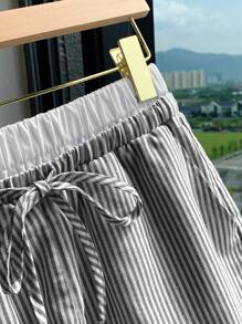 Comfortcana 夏季兩色條紋休閒短褲 - 黑與白 - 查看 3