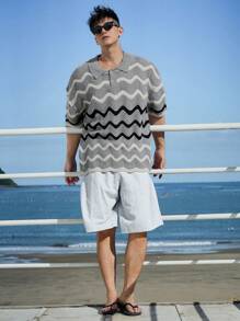 DAZY Top de punto a rayas de verano para hombre