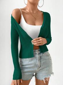 Chiquease Women's Slim-Fit Casual Solid Color Cardigan Fall Winter Cloth For Women - Green - View 7