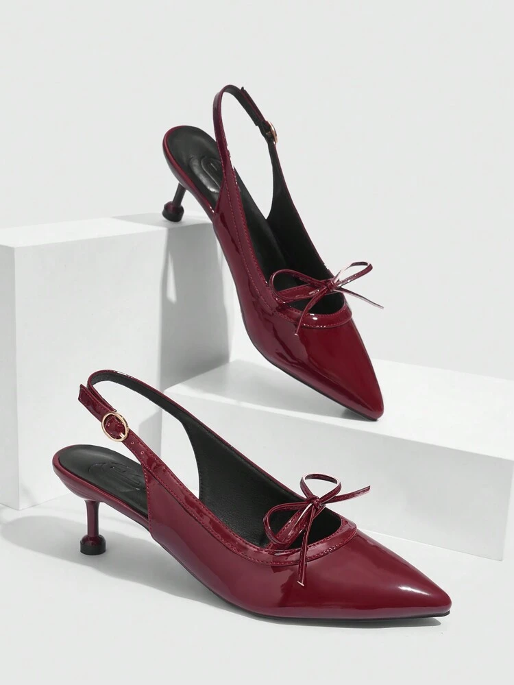 CUCCOO CHICEST Zapatos de tacón aguja con punta de moda para mujeres Coccoo con pequeña decoración de lazo en la parte trasera, tacón de graduación, zapatos de tacón alto para el verano en de verano