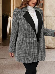 SHEIN Clasi Plus Size Lapel Collar Casual Long Sleeve Suit Jacket