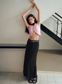 MOTF STUDIO SOLID V-NECK CROP TANK TOP