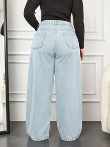 EURMUSE Women's Simple Solid Color Plus Size Jeans - Light Wash - View 3