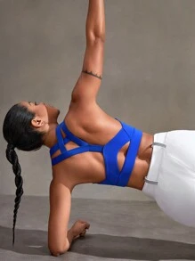 POWERISTA Powerista Mujer Sujetador deportivo simple de un solo color con diseño cruzado