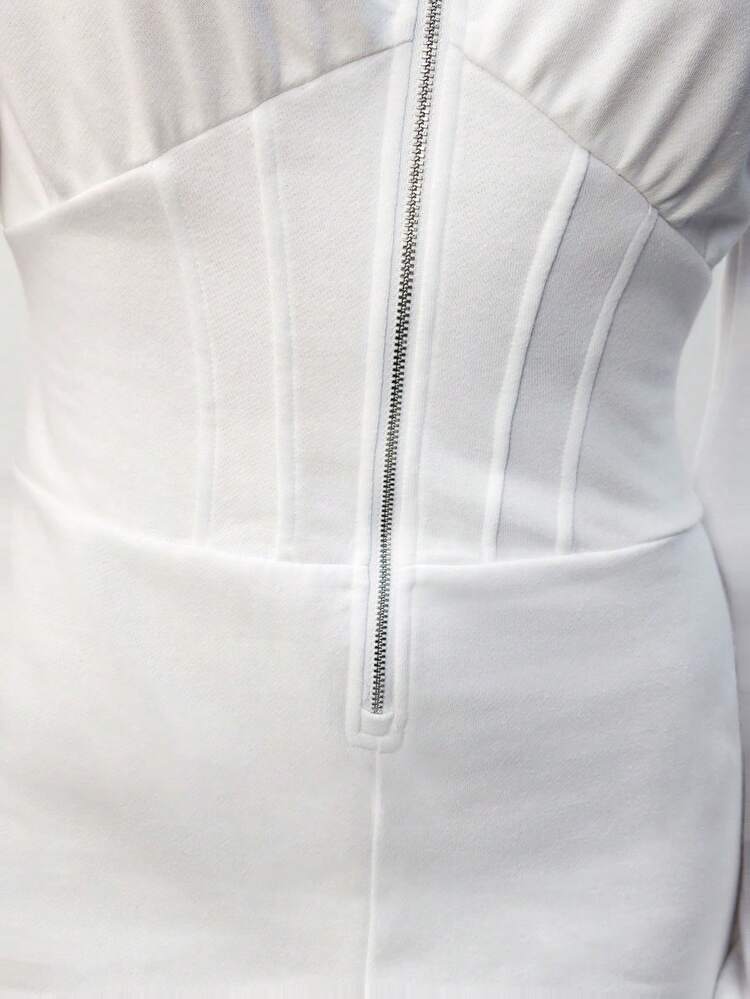 SHEIN Maija Women's Casual Long Sleeve Hooded Jumpsuit With Half-Zipper Opening