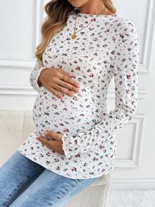 SHEIN 孕妇花卉休闲日常长袖 T 恤 - 彩色 - 查看 5