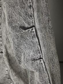 WESTFADE Jeans rectos de pierna recta de denim 91% algodón premium lavados con ácido - Negro - Ver 4