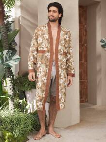 Manfinity ChillVibe Men's All-Over Print Patchwork Long Sleeve Kimono Robe - Multicolor - View 6